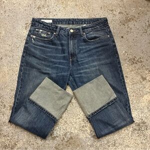 Zara cuffed cropped straight leg jeans 100% cotton 12